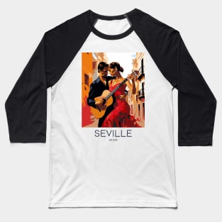 A Pop Art Travel Print of Seville - Spain Baseball T-Shirt